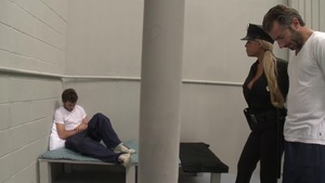 Big Tits in Uniform - Inked Bridgette B handjob in thongs