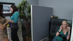 Big Tits at Work - Eva Angelina and James Deen POV blowjob