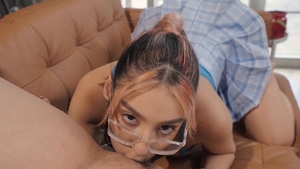 Hot Girls Game - Hard sex accompanied by piercing asian geek